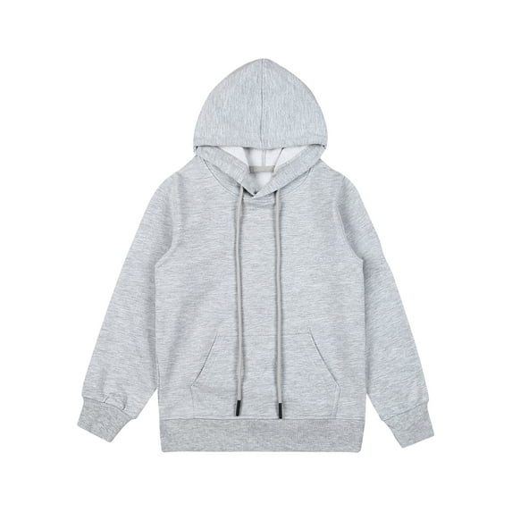 renvena Girls Casual Hooded Jumpers Pullover Hoodie Long Sleeve Sweatshirts with Pocket 3-14 Grey 5-6