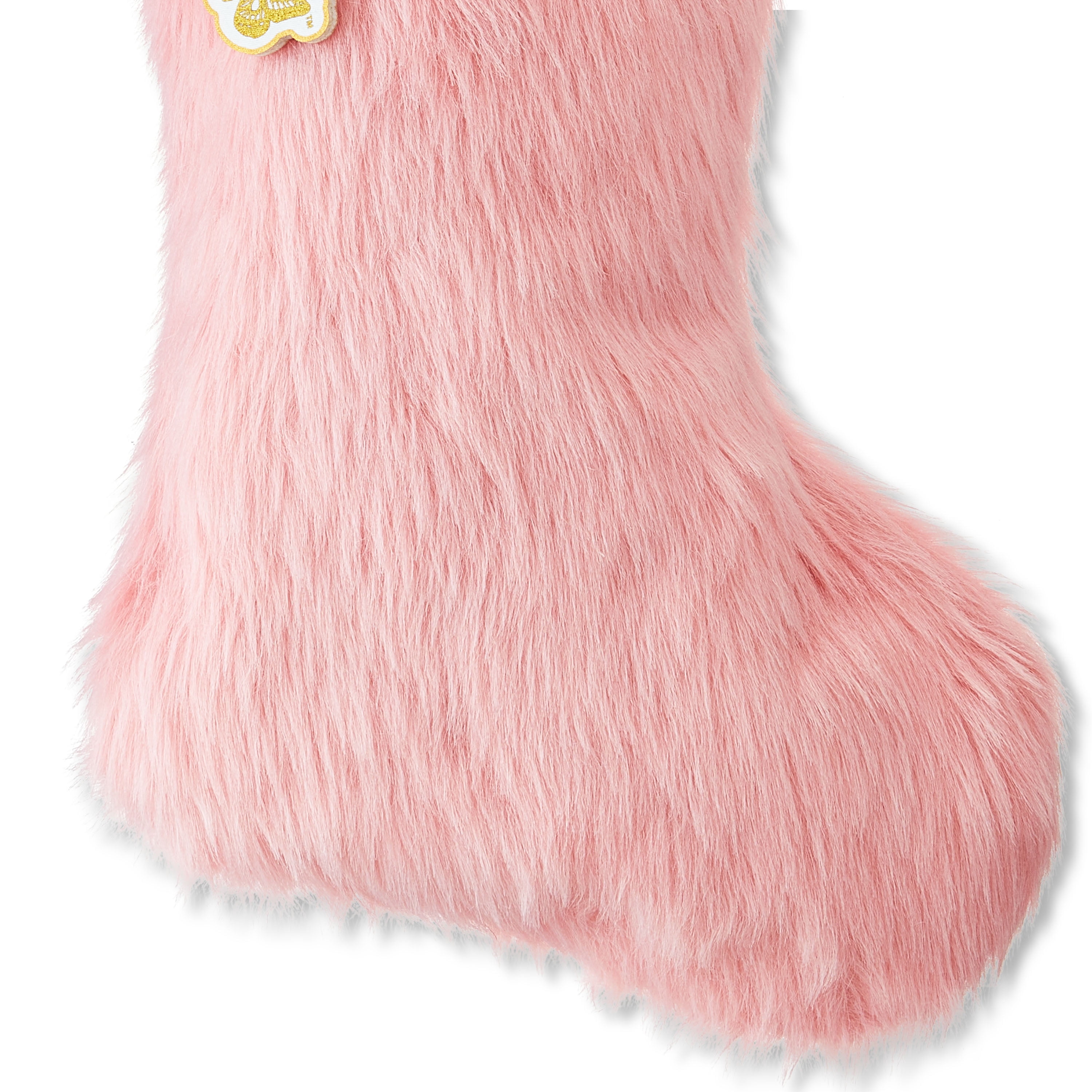 Dolly Parton 20 inch Pink Fur Christmas Stocking with Signature and Charm