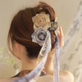 thumbnail image 4 of Long Ribbon Decor Flower Shape Hair Claw Hot Girls Hanfu Chinese Style Flower Ponytail Hair Clip for Woman Girls, 4 of 4