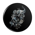 thumbnail image 1 of Skulls and Roses Floral Flowers Biker Motorcycle Pinback Button Pin, 1 of 5