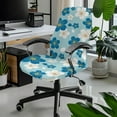 thumbnail image 2 of ZIATUBLES Desk Office Chair Cover Soft Universal Home Office Chair Slipcover Removable Washable Computer Rotating Chair Cover Stylish Chair Protector Covers, L, Cherry Flower Pale Blue, 2 of 7