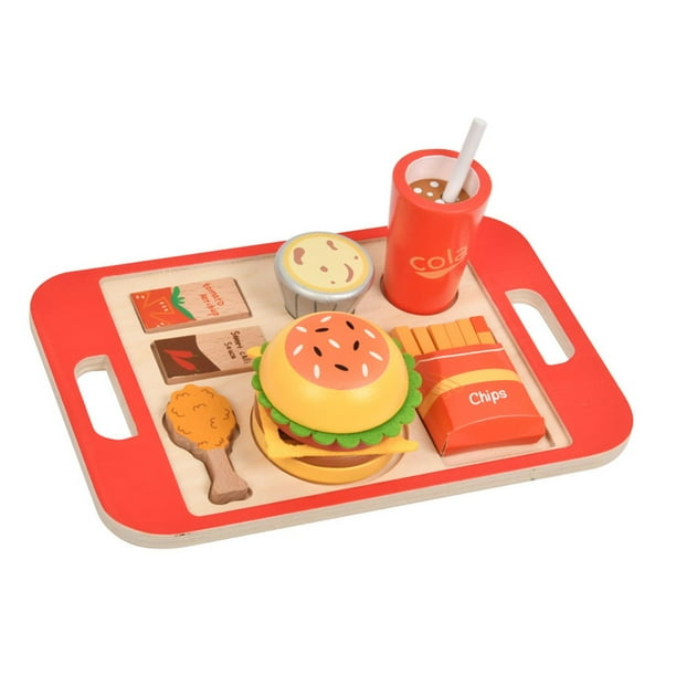 Hamburguesa de madera apilable, juguete de cocina, aprendizaje temprano, comida de juguete, actividades educativas para niños, recuerdo de fiesta.
