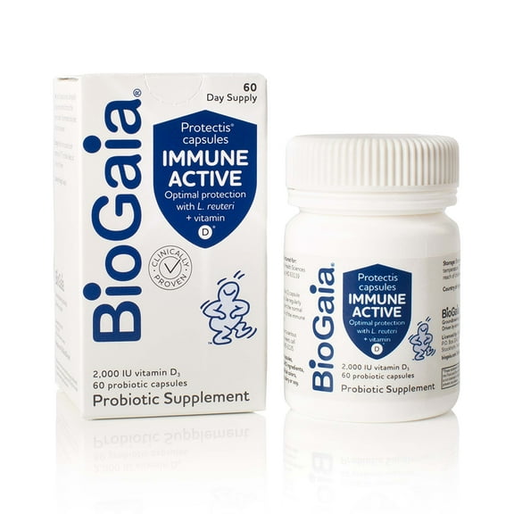 ​​BioGaia Protectis Immune Active Probiotic | Clinically Proven Probiotic   Vitamin D | Supports Immune, Digestive and Overall Health | Probiotics For Men & Women | Capsules | 60 day supply