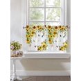 thumbnail image 3 of Half Window Curtain 36 Inches Long, Sunflower Window Treatment Curtain Drapes, Summer Botanical Butterfly Watercolor Small Tier Curtains for Bathroom Over Sink, 27.5"x36", 2 Panels, 3 of 7