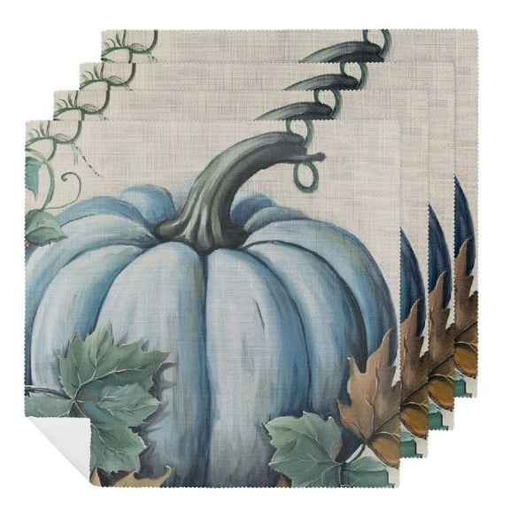 JRXY Pumpkin Leaves Folk Art Polyester Cloth Napkins for Dining Table Kitchen Party Decor, Washable Napkins, Set of 6 2 PCS