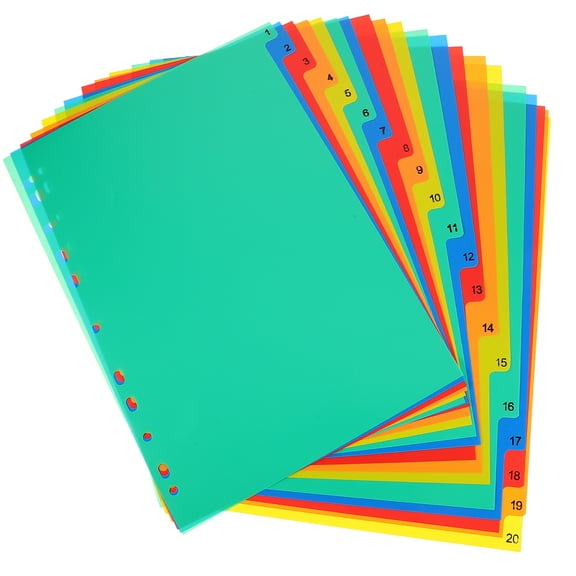 Aloha 20pcs Office Binder Book Dividers Detachable Binder Tabs Notebook Binder Dividers