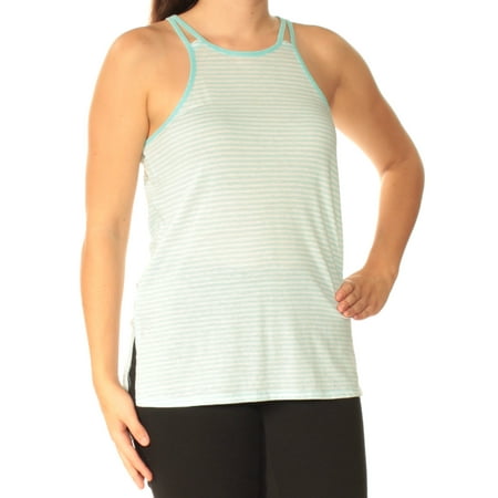 - TOMMY HILFIGER Womens Aqua Racerback Striped Sleeveless Jewel Neck Active Wear Top Size: S