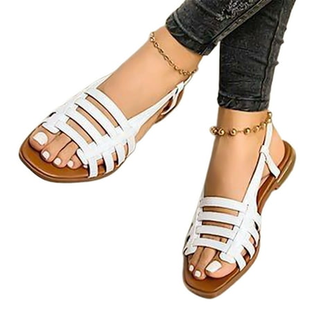 

Kitem Women Summer Casual Anti-skid Buckle Flat Opened Toe Sandals Slippers Shoes
