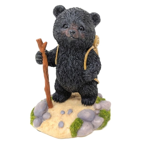 Cute Hiking Black Bear Figurine with Backpack | Adorable Animal Home Decor | Perfect for Cabin, Mountain House, & Woodland Decor | Nature-Inspired Bear Statue for Outdoor Enthusiasts