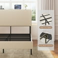 thumbnail image 6 of King Size Bed Frame with Charging Station, Upholstered Platform Bed with Wingback Headboard, No Box Spring Needed, Noise Free, Easy Assemble, Beige, 6 of 10
