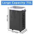 thumbnail image 6 of TickJOY 2-Pack Large Rolling Laundry Baskets with Wheels, 75L Collapsible Clothes Hampers for Laundry with Removable Mesh Bags, Dirty Clothes Hamper for Dorm Room Essentials, Bedroom, Dark Grey, 6 of 7
