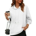 thumbnail image 4 of KDDYLITQ Sweatshirts for Women Fleece Drawstring Hoodies Oversized Long Sleeve Fall Clothes Comfy Fashion Cotton Pullover Tops with Pocket White XL, 4 of 5