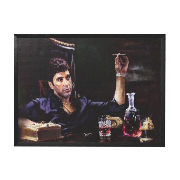 Scarface Black Framed Canvas Wall Art Fashion Decor, 12x16in Wall Decor For Living Room, Bedroom, Office