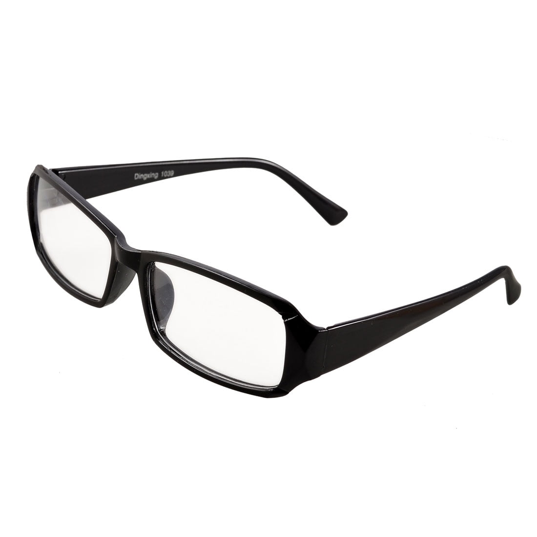 Woman Black Plastic Full Frame Clear Lens Plain Plano Glasses