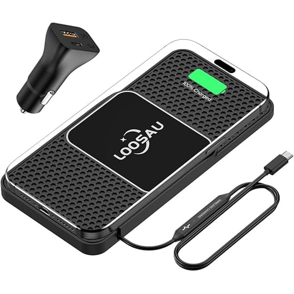 FU1999Magnetic Wireless Car Charger Pad， 15W for Mag-Safe, for iPhone 16 Car Phone Non Slip Wireless Charger Charging pad Fit for iPhone 16 15 Pro Max 14 13 12, Airpods