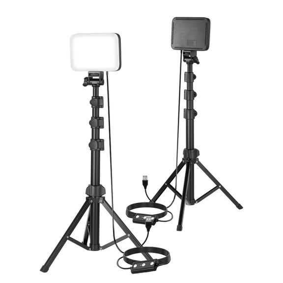 NEEWER BP66 2-Pack LED Video Light Kit - Bi-Color 3200K-5600K Dimmable Panel Lights with CRI95, 750 Lux, Includes Tripod Stands & Filters for Photography, Streaming, Podcast (Black)