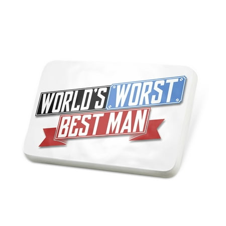 Porcelein Pin Funny Worlds worst Best man Lapel Badge – (The World Best Man)