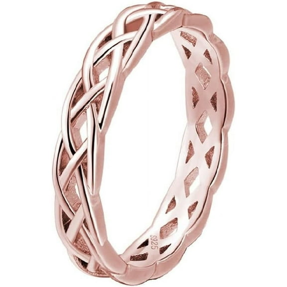 Clearance under $5Simple Celtic Knot Rings Criss Cross Knot Ring,Rose Gold Plated Wedding Band Celtics Jewelry Gifts for Women Size 6-1011
