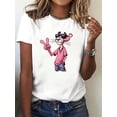 thumbnail image 2 of Casual Cartoon Graphic T-Shirt for Women - Crew Neck Tee with Pink Panther Print - Fashionable Sporty Top for All Seasons - For Women - Suitable for Casual Wear, Sports & Loungewear - Perfect Gift fo, 2 of 8