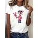 thumbnail image 1 of Camiseta informal con estampado de dibujos animados para mujer. Cuello redondo con estampado de la Pantera Rosa. Top deportivo de moda. Ideal para uso casual y para estar en casa. Regalo perfecto para, 1 of 9