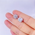 thumbnail image 4 of s925 sterling silver inlaid D color VVS 1.5CT moissanite square earrings are faster than diamond pens, 4 of 12