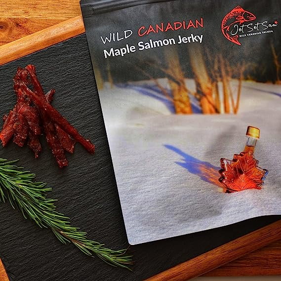 Wild Caught Canadian Smoked Salmon Jerky 4 oz x 2 All Natural High in Protein and Omega 3 Maple