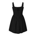 thumbnail image 6 of Fewfanhot Fall Dresses for Women Corset Mini Dress Spaghetti Straps Lace up Ruffle Short Dress Sundress, 6 of 6