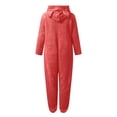 thumbnail image 6 of SDNall Coral Fleece Pajamas for Women Winter Warm Onesie Hooded Zip-Up Sleepwear Long Sleeve Hooded Jumpsuit Pajamas Casual Winter Warm Rompe Sleepwear (Watermelon Red, Sizes S-XXXXXL), 6 of 9