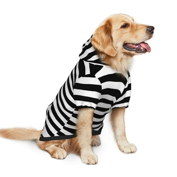 Dog Hoodie Pet Clothes Black And White Stripe Sweater Sweatshirts Pullover Coat for Large Medium Dogs Small