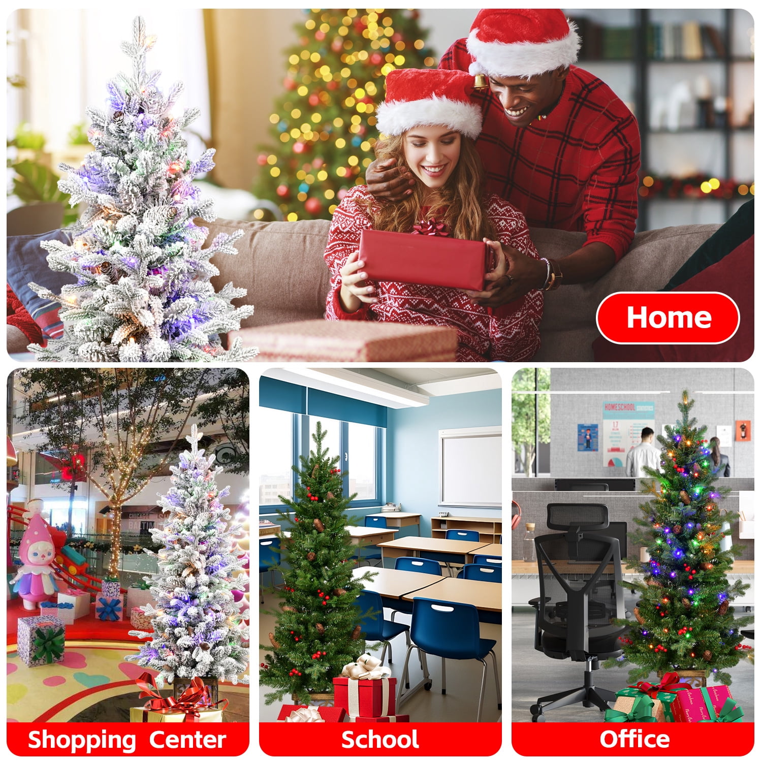 Sparkling Glitter Base Prelit Christmas Tree 100 LED Lights Berries Cones PE PVC Tips Holiday Decor