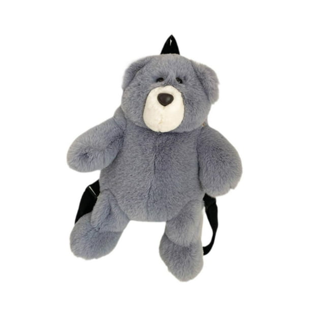 Mochila de oso de peluche Yinane para estudiantes adultos color gris