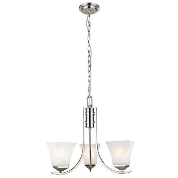 Design House 514828 Torino Traditional 3-Light Indoor Chandelier Dimmable Snow Glass for Entryway Dining Room Foyer, Satin Nickel