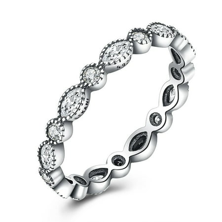 Ginger Lyne Collection Lucy Antiqued Look Cubic Zirconia 925 Sterling Silver Eternity Anniversary Ring Wedding