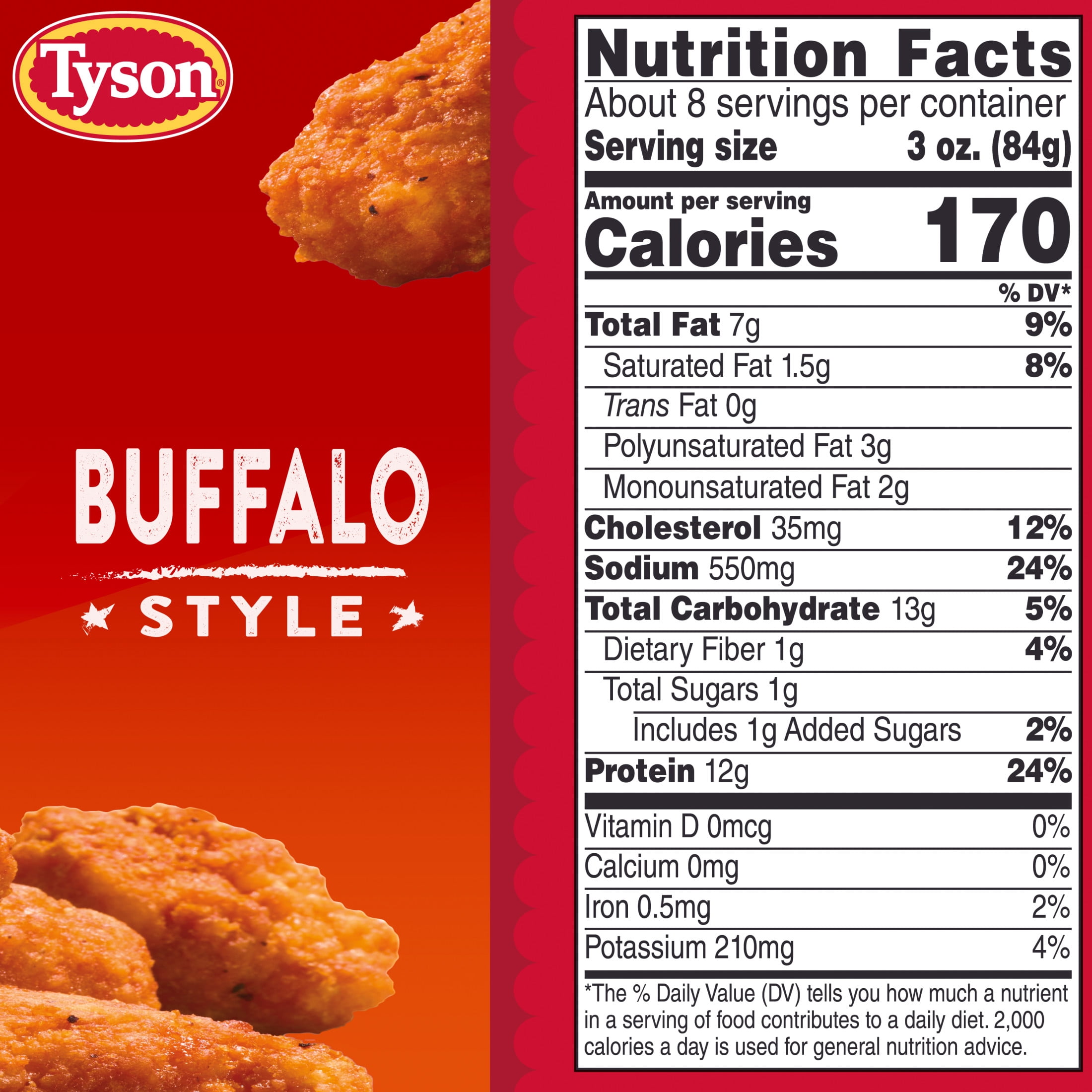 Tyson Any'tizers Buffalo Style Boneless Chicken Bites, 24 oz (Frozen, Fully Cooked)