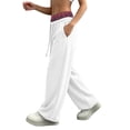 thumbnail image 6 of Hvogkswy Wide Leg Sweatpants Women Elastic Drawstring High Waisted Pants Plaid Lining Casual Workout Jogging Pants with Pockets, 6 of 8