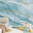 thumbnail image 2 of Peel and Stick Wallpaper Blue Gold Marble Texture Modern Art Wall Mural Decor Self Adhesive and Removable 100in x 144in, 2 of 8