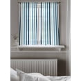 thumbnail image 5 of Teal Blue Stripe Curtains 45 Inch Length,Sheer Curtains for Bedroom Living Room Window Ombre Geometric Aqua Vertical Striped Rod Pocket Drapes Kitchen Curtains Small Half Window 42"x45" 2 Panels, 5 of 6