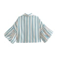 thumbnail image 5 of HomeDM Womens Button Down Shirts 3/4 Ruffled Sleeve Dressy Summer Tops, Solid Color Crop Shirts - Light Blue/L, 5 of 9