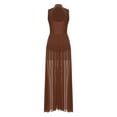 thumbnail image 4 of Raenseen Costume de Danse Lyrique Long Maxi pour Femmes Robe de Danse Moderne Contemporaine Sans Manches Tenue de Danse Marron G, 4 of 7