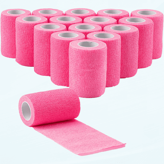 16 Pack Self Adhesive Bandage Wrap 3 inch, Self Sticking Bandage Wrap, Wound Wrap Self Adherent for Wrist Ankle Sprains, Vet Wrap for Animals Pet(Pink)