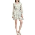 thumbnail image 1 of Vestido floral de manga larga con cintura elástica y dobladillo con volantes de INSPIRE CHIC para mujer, con cinturón, color púrpura, 1 of 6