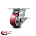 thumbnail image 2 of 4 Inch Heavy Duty Poly on Aluminum Caster with Roller Bearing and Brake SCC, 2 of 2