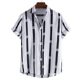 thumbnail image 1 of Qiopertar Liquidation à Moins de 5$ Chemise à Manches Courtes à Boutons Patchwork Décontractée pour Hommes Plage Imprimé Rayé Non Positionné Col Rabattu en Liquidation Offres d'Accès Anticipé, 1 of 9