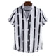 thumbnail image 2 of Hombres Casual Patchwork Botones Playa Sin posicionamiento Estampado a rayas Turndown Camisa de manga corta Blusa Pompotops  oipoqjl47916, 2 of 9