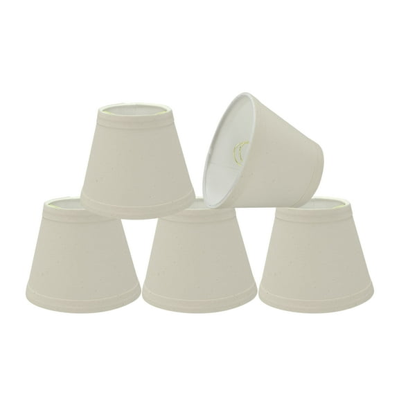 Aspen Creative 32067-5 Small Hardback Empire Shape Chandelier Clip-On Lamp Shade Set (5 Pack), Transitional Design in Off White, 5" bottom width (3" x 5" x 4")