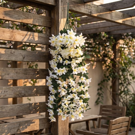 Bcylexb Artificial Hanging Lily Flower, 27.6" Lifelike Silk Flower Garland Drooping Floral Vine for Wall Mount Porch Patio Wedding Party Decoration