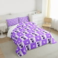 thumbnail image 3 of Homewish Cute Cartoon Cherry Full Size Comforter Sets,Purple White Bedding Comforter Set,Minimalist Checkered Bedding Sets For Girl Boys,Luxury Bedroom Decor Reversible,3pcs, 3 of 8