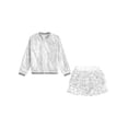 thumbnail image 5 of TiaoBug Girls Sequin Hip Hop Jazz Dance Outfits Disco Party Dress 2-Piece Jacket and Mini Skirt Set Silver 6, 5 of 7