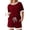 Wine, variant on Summer 2 Piece of Outfits Casual Plus Size Crew Neck Short Sleeve Ribbed Contrast Drawstring Shorts Casual Loungewear 2 Piece Set