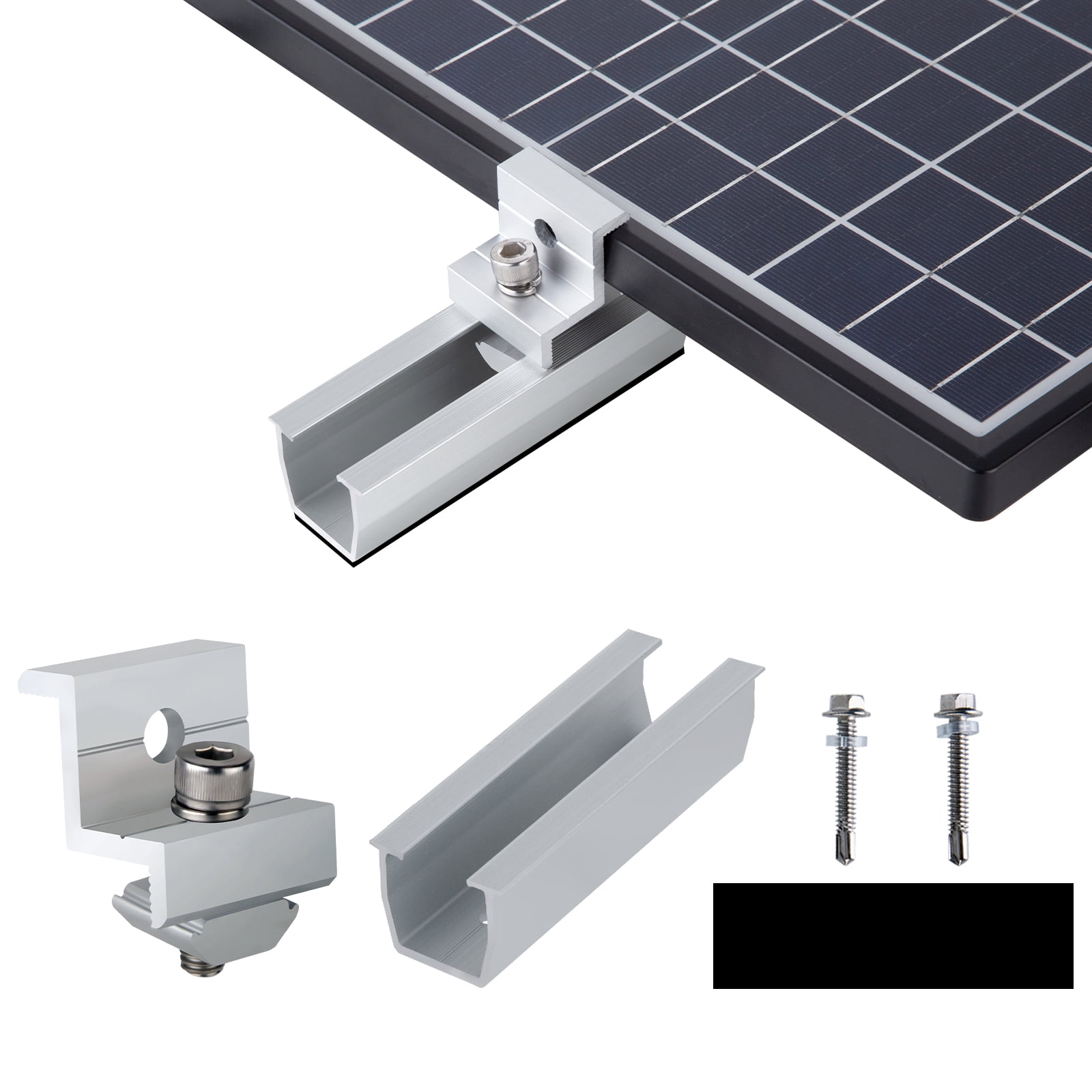 Solar Panel Bracket Kit, 4Pcs Solar Roof Mounting 30mm/35mm Rail Clamp Kit for 1 Pieces Solar Panels, Suitable for Metal Roof, Tin Roof, Flat Roof, Sheet Roof